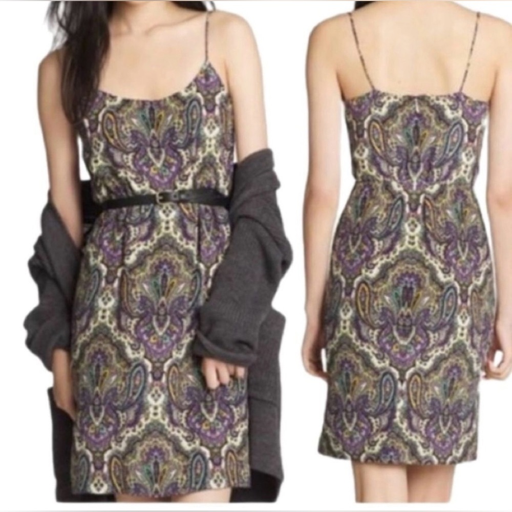 J. Crew Paisely Spaghetti Strap Silk Midi Dress size 0